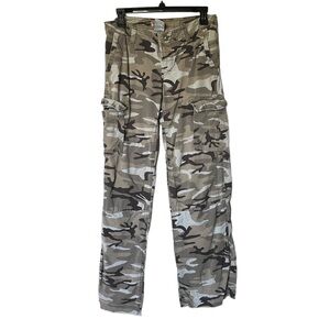 Vintage Y2K Green Camo Cargo Style Flare Bootcut Pants size 9